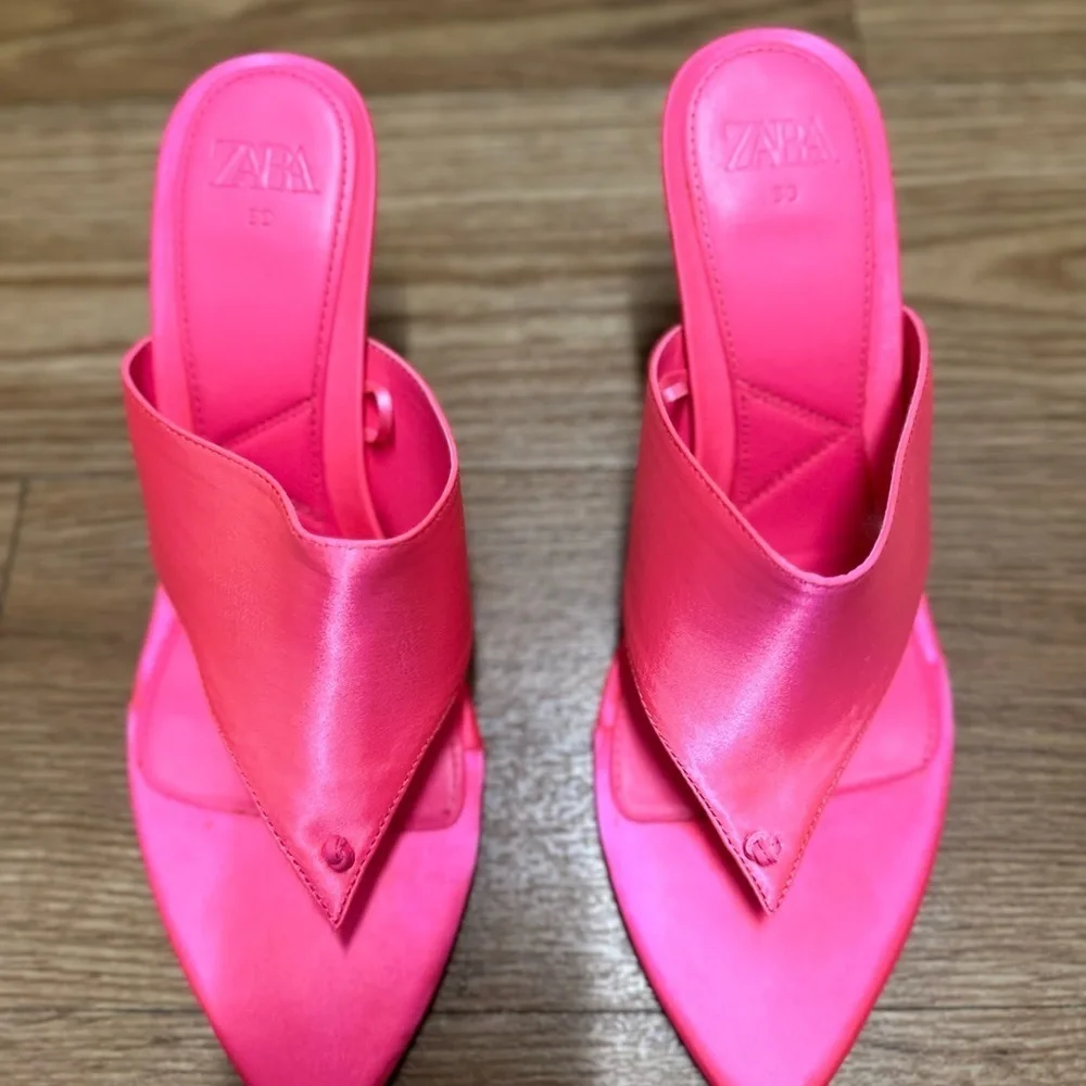 Zara pink pointed toe sandals - Picture 3 of 13